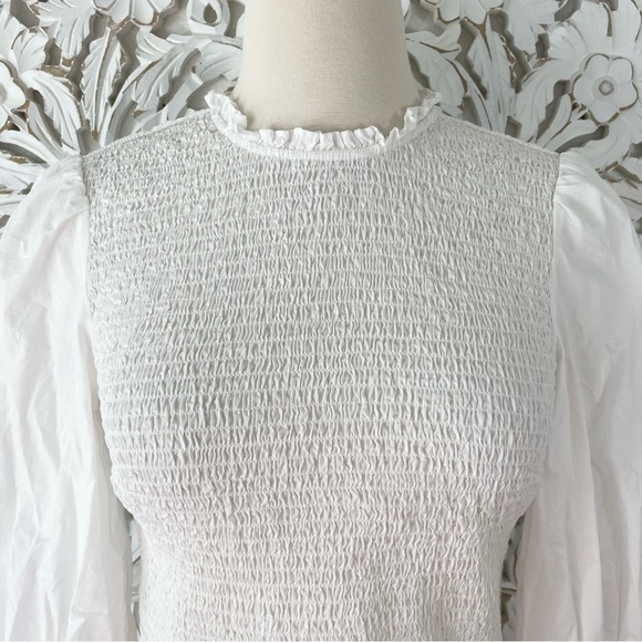 {Veronica Beard} Kali Smocked Top, Off White, Size 2, NWT - Picture 3 of 8
